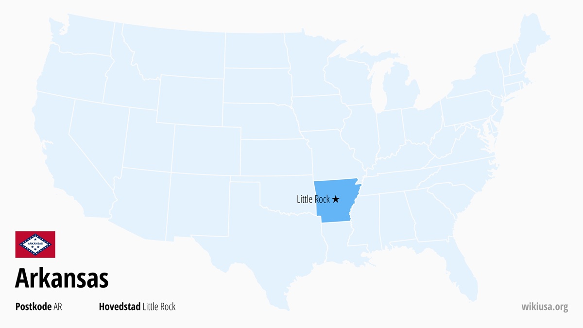 Kart over delstaten Arkansas | Hvor ligger Arkansas? | Arkansas i USA – fakta, hva du kan se, byer, vær og kart