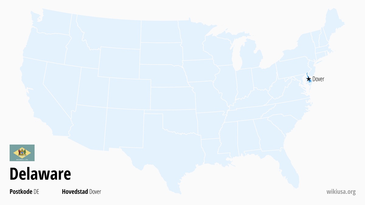 Kart over delstaten Delaware | Hvor ligger Delaware? | Delaware i USA – hva du kan se, fakta, byer, vær og kart