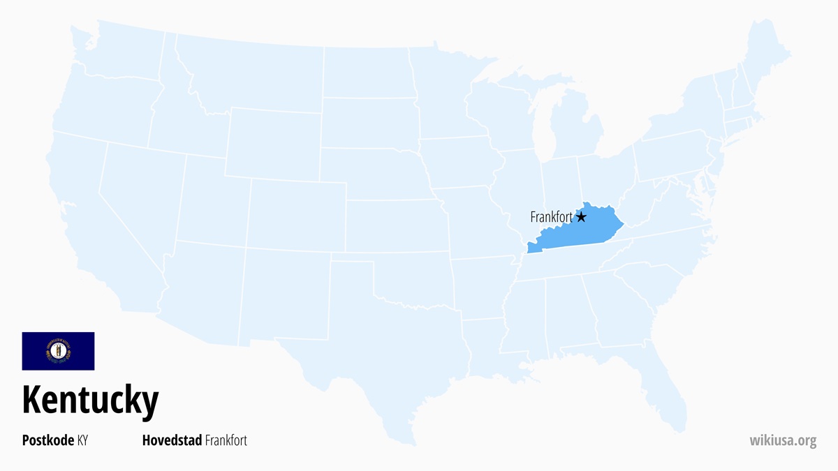 Kart over delstaten Kentucky | Hvor ligger Kentucky? | Kentucky i USA – fakta, hva du kan se, byer, vær og kart