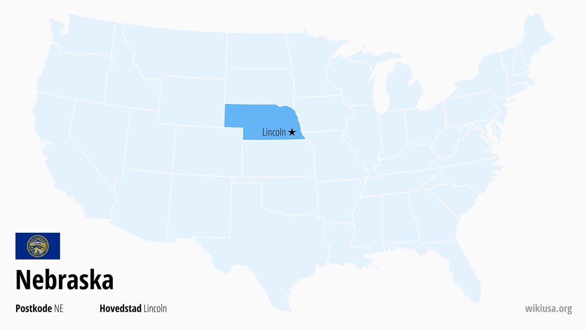 Kart over delstaten Nebraska | Hvor ligger Nebraska? | Nebraska i USA – fakta, hva du kan se, byer, vær og kart