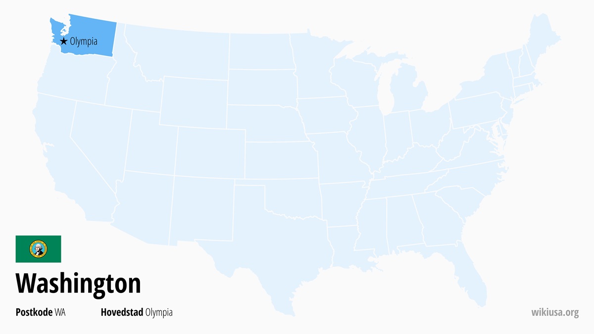 Kart over delstaten Washington | Hvor ligger Washington? | Washington i USA – hva du kan se, fakta, byer, vær og kart