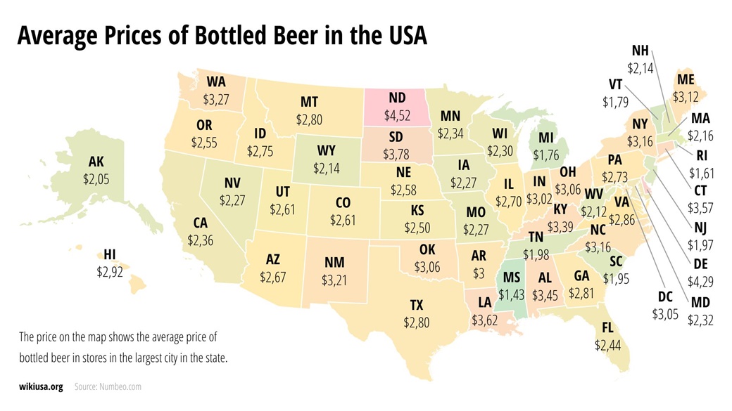 Priser på alkohol i USA i 2025 – hvor mye koster øl og vin? | © Petr Novák